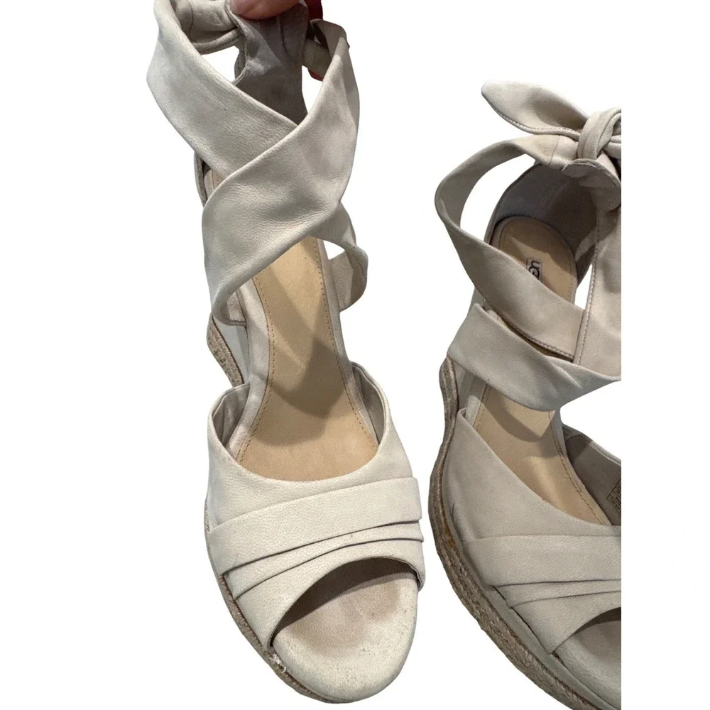 UGG Lucianna espadrille‎ platform wedge sandals in a cream color Size 10